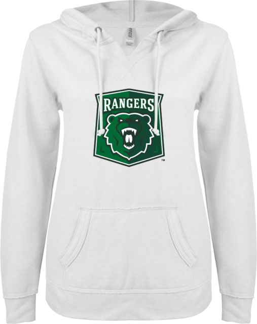Wisconsin Parkside ENZA Womens V Notch Raw Edge Fleece Hoodie Primary Athletic Mark - ONLINE ONLY